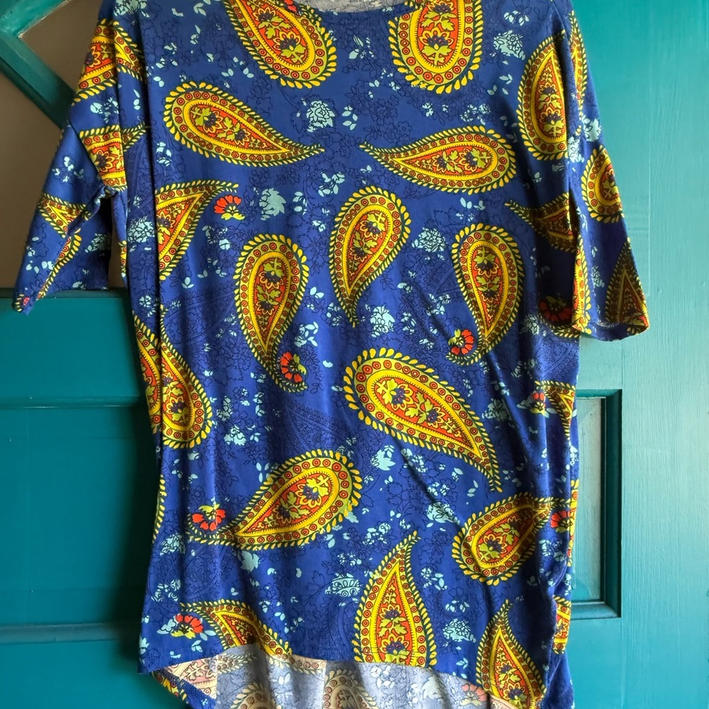LuLaRoe Blue and Yellow Paisley Tunic